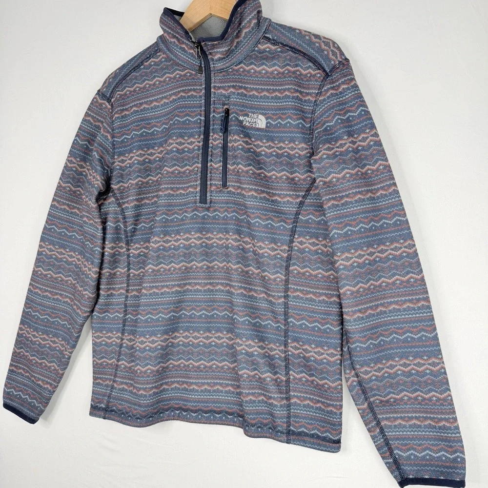 The North Face Men's Gordon Lyons 1/4 Zip Fleece SZ-M Blue & Multicolor Aztec‎